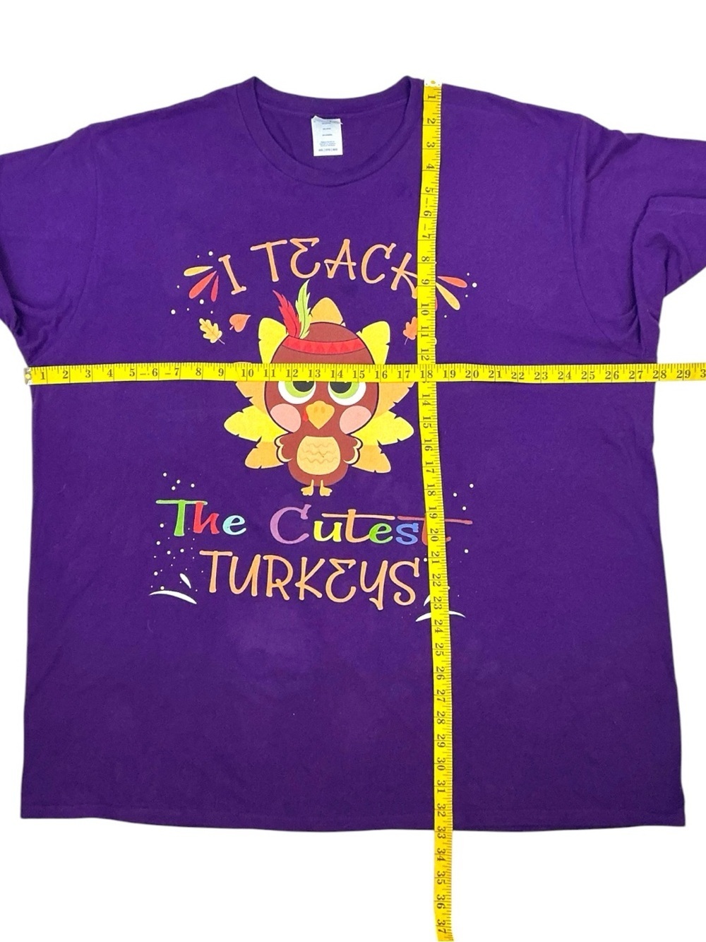 Port Company Teacher Tee Shirt 'I Teach The Cutest Turkeys' Purple Women 3X - Picture 5 of 16